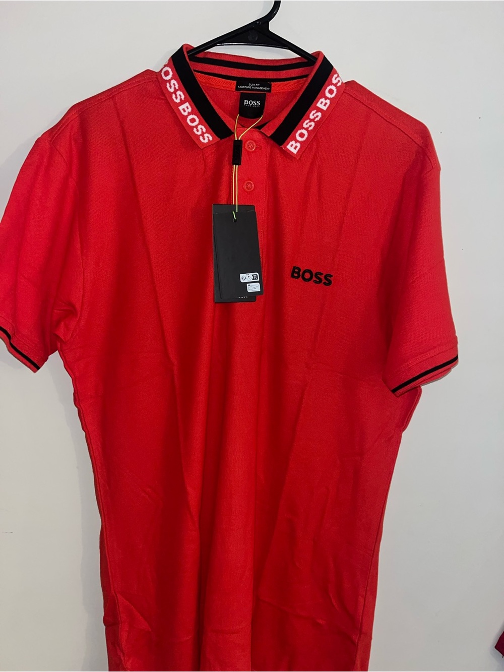 Hugo Boss Red Polo with Contrast Logo Collar